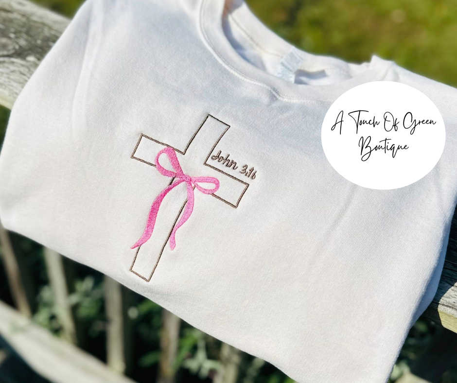Embroidered John 3:16 Cross & Bow