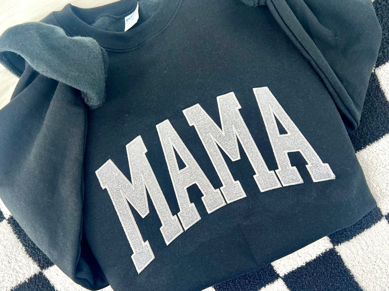 Titles Glitter Arched Embroidery (Mama, Etc.) Tee/Crewneck