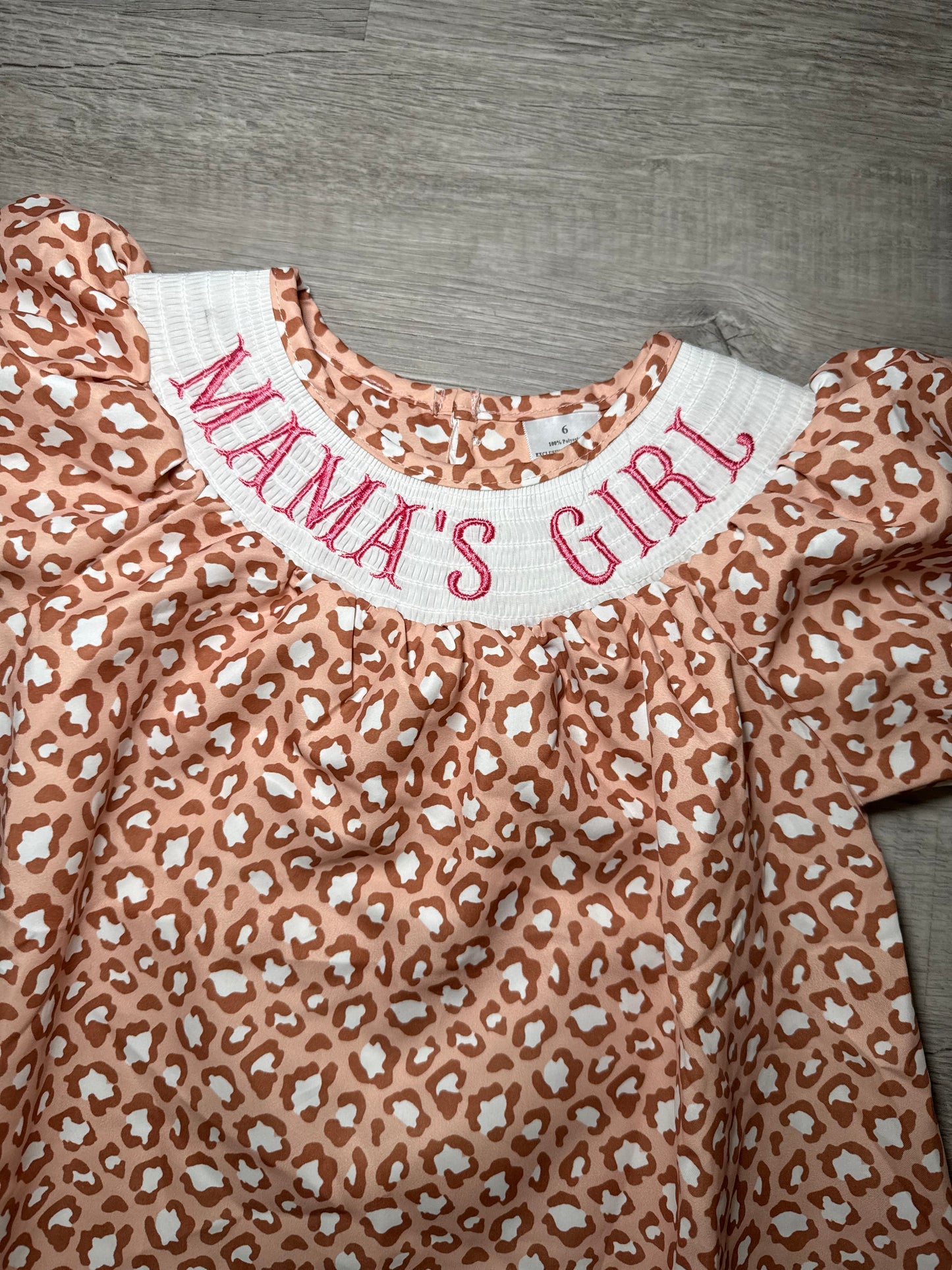 Girls Smocked Leopard Mamas Girl Dress