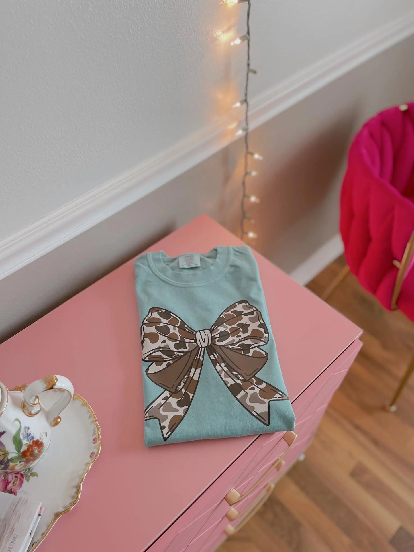 Camo Bow Aqua Tee