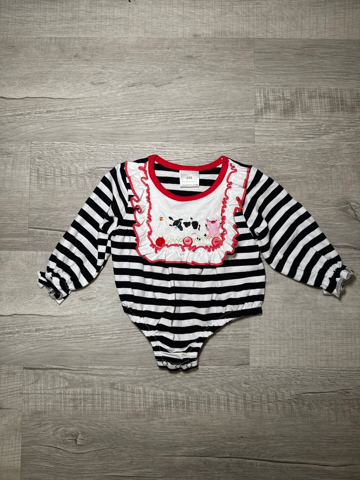 Girls Embroidered Farm Animal Bubble