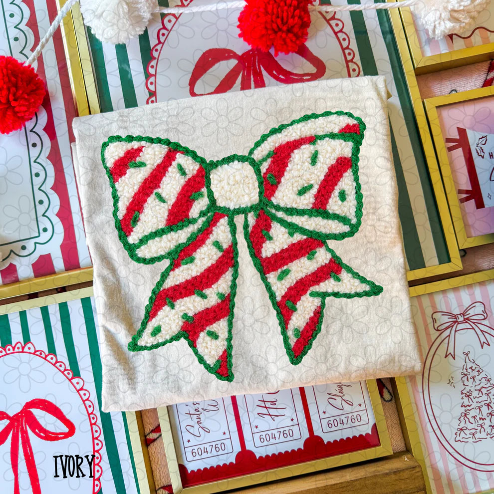 Christmas Cake Bow Faux Tee- Kids & Adults