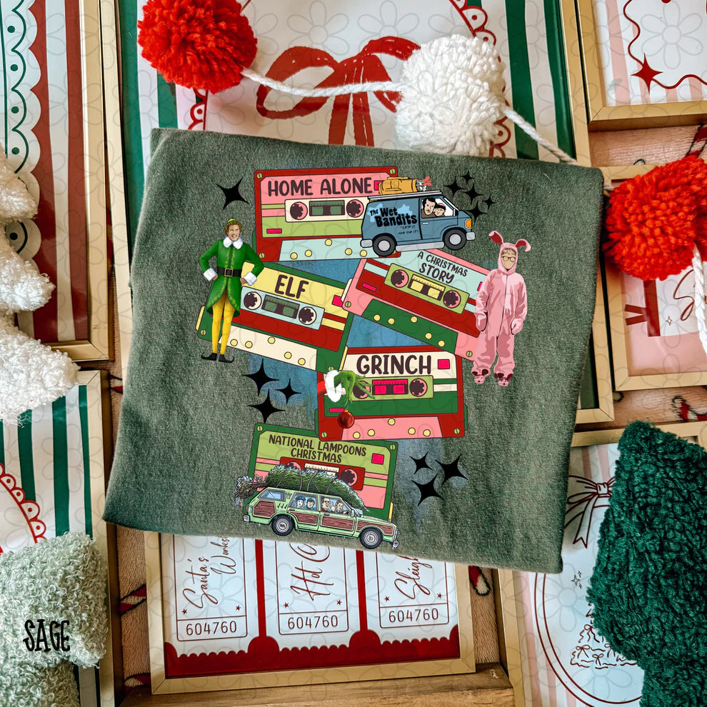 Christmas Movies Tapes Tee- Kids & Adults