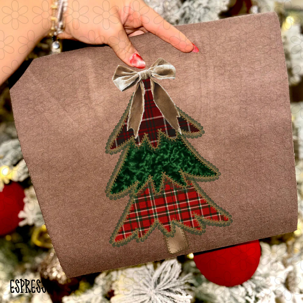 Christmas Tree Green Red Plaid Bow- Kids & Adults
