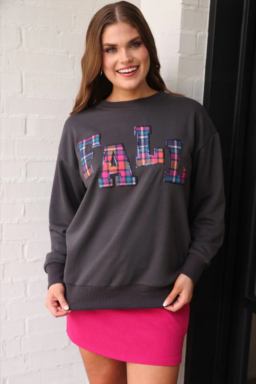PREORDER Fall Plaid Patch Pullover