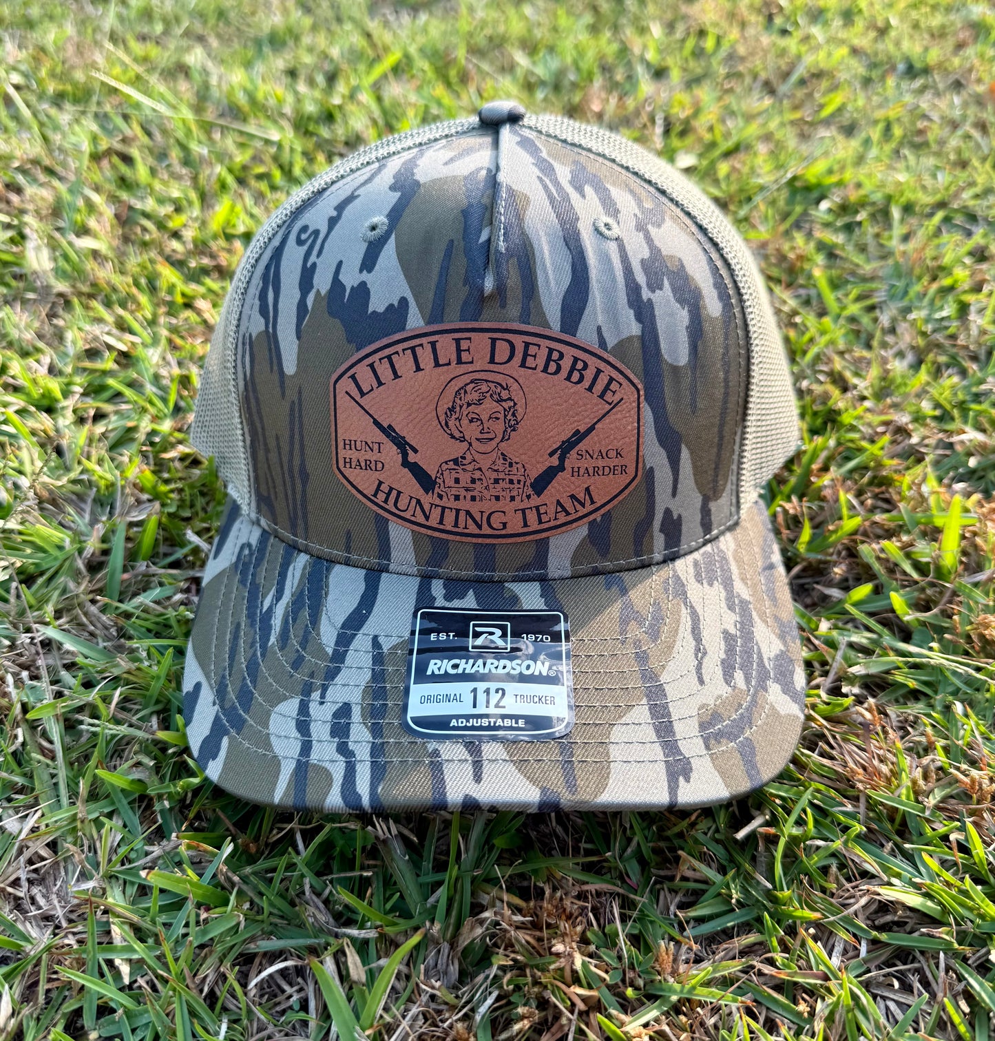 Hunt Hard Snack Harder Hat- Bottomland Camo