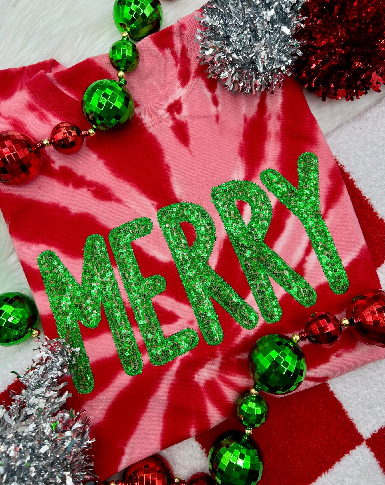 Merry Farmhouse - Green Sequin Tee/Crewneck