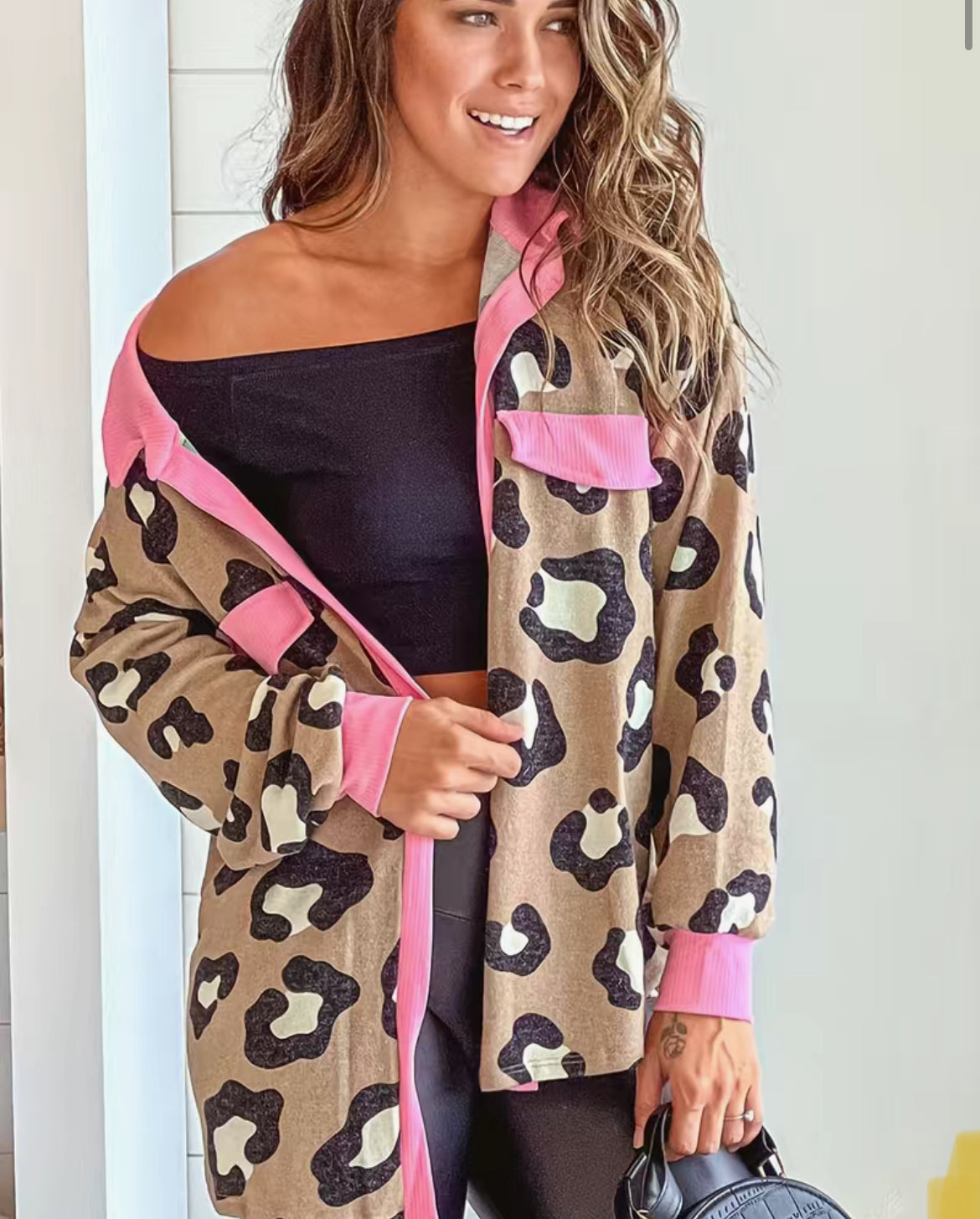 Pink & Leopard Cardigan- READY TO SHIP
