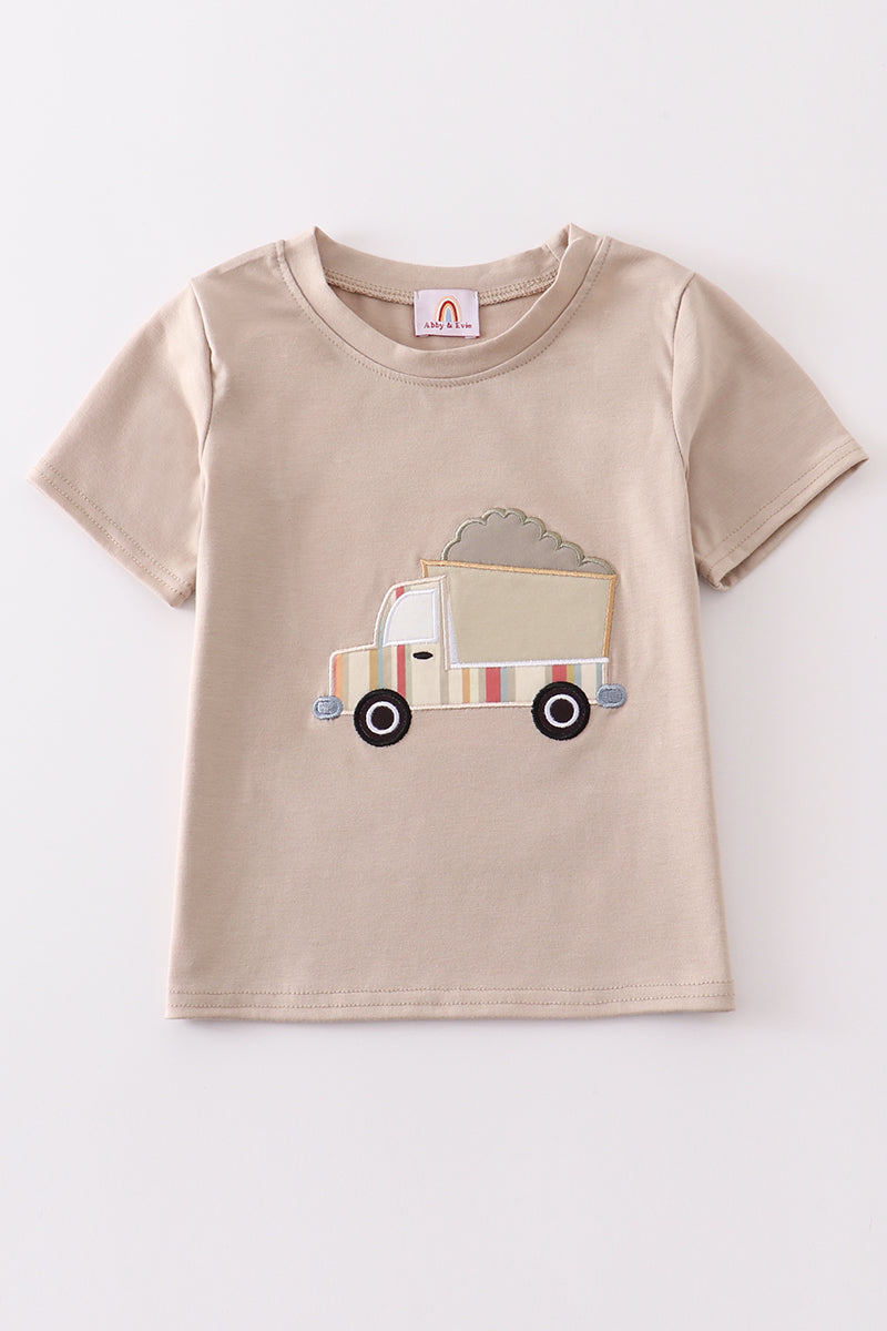 Khaki Dump Truck Appliqué Top