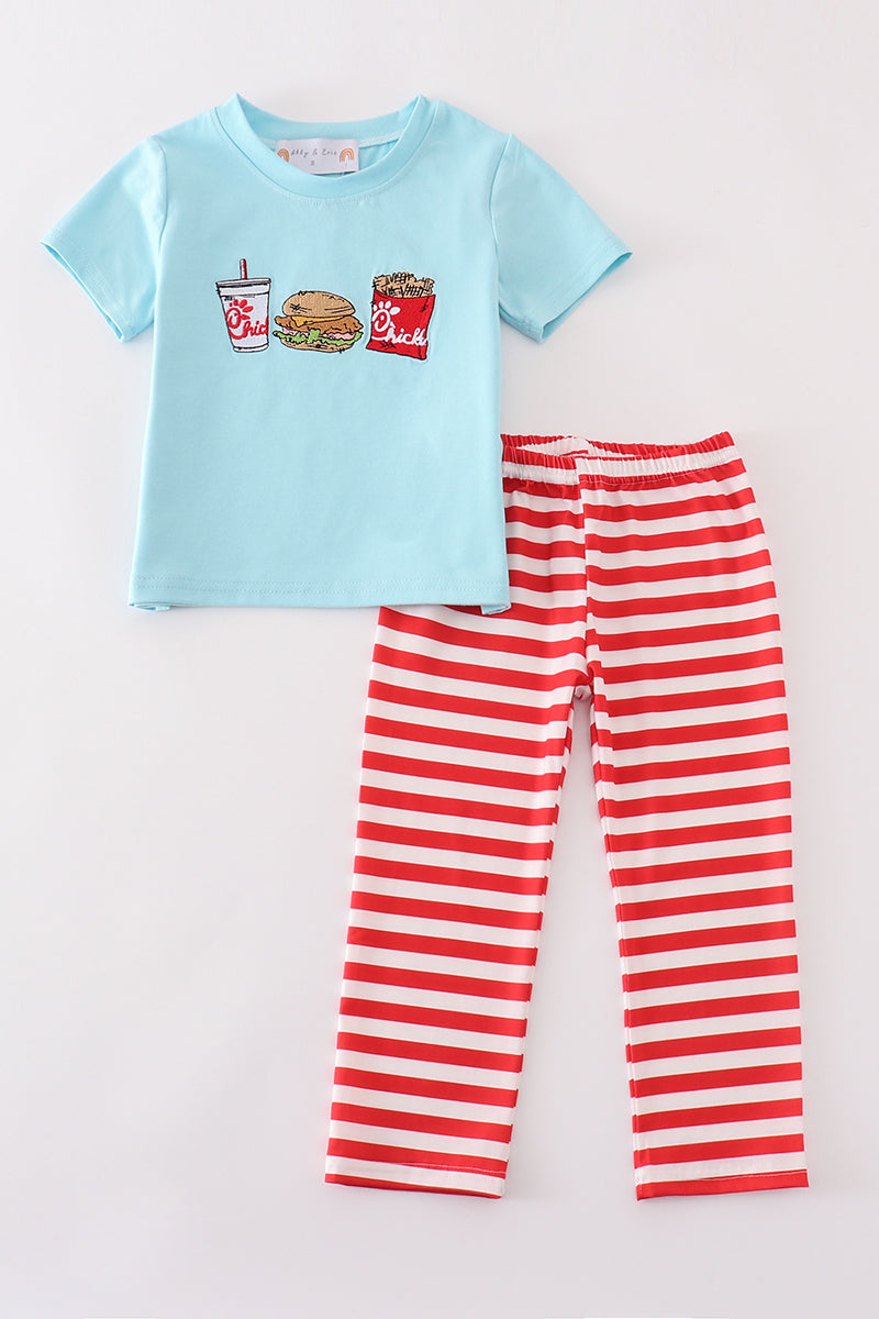Boys Embroidered Chick Fil A Pants Set