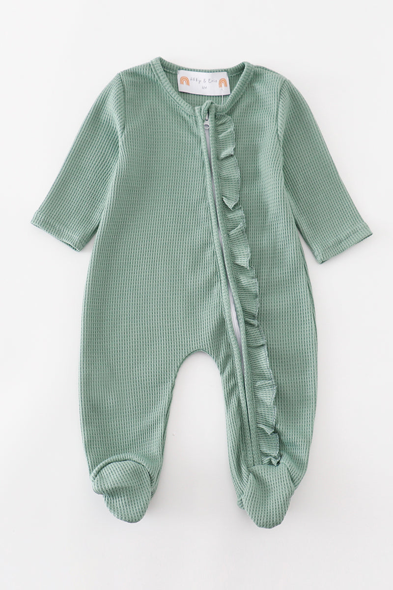 Girls Ruffle Waffle Knit Romper