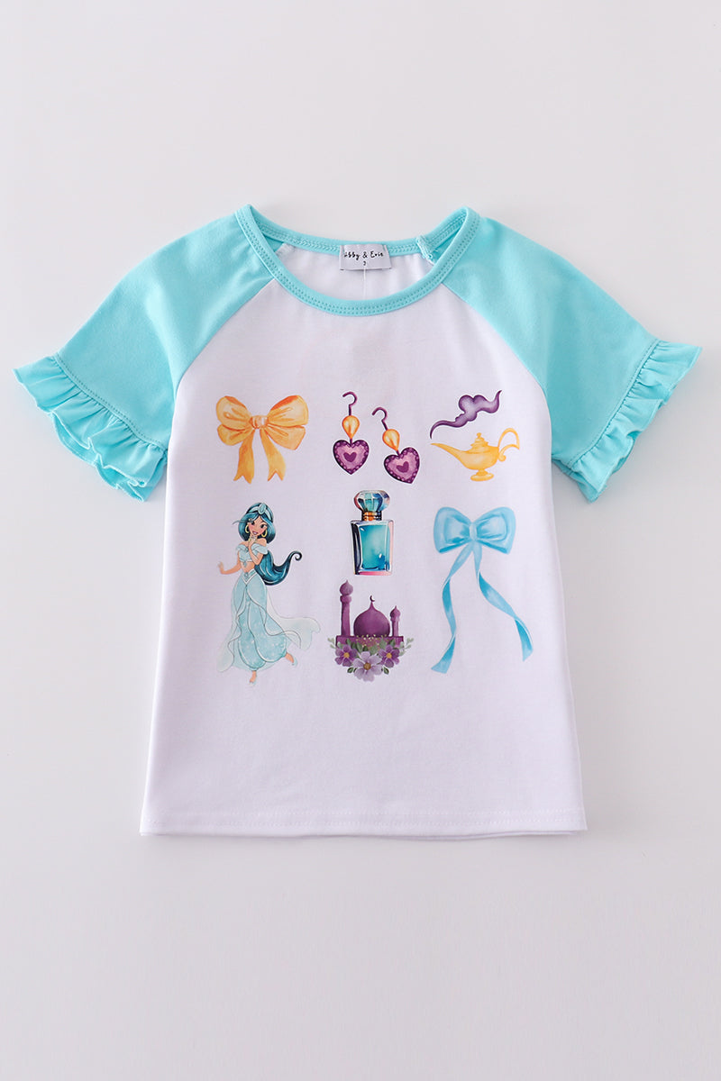 Blue Princess Ruffle Sleeve Top