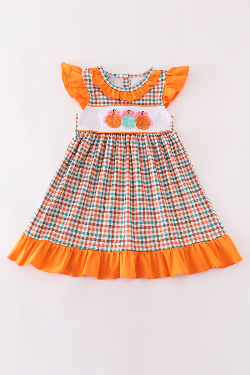Girls French Knot Pumpkin Dress