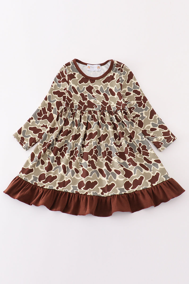 Girls Camo Ruffle Dress
