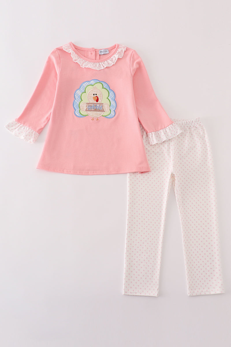 Girls Striped Thanksgiving Turkey Pants Set