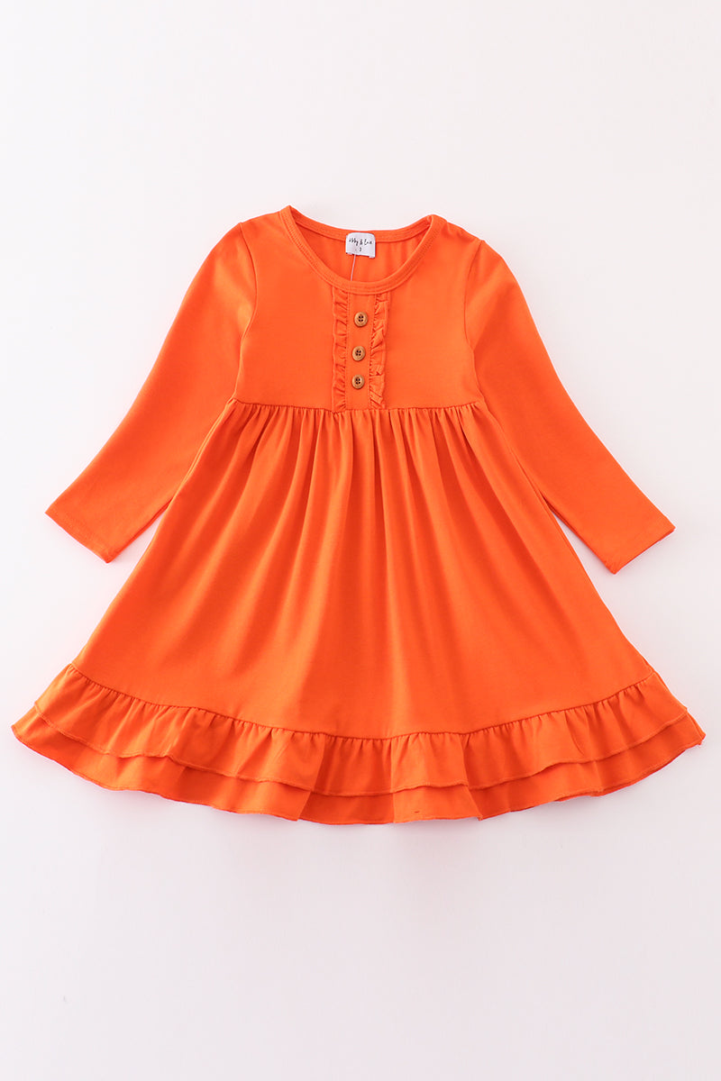Girls Orange Ruffle Dress