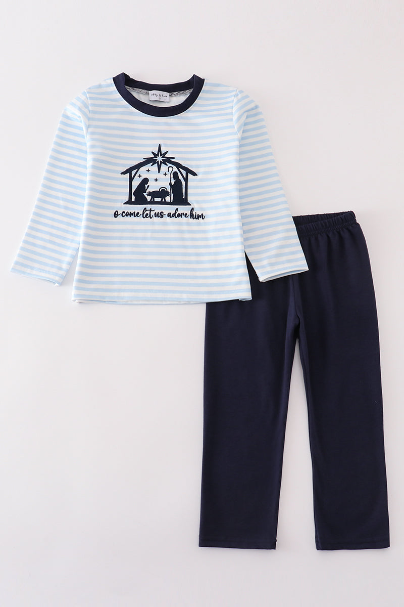 Boys Navy Nativity Pants Set