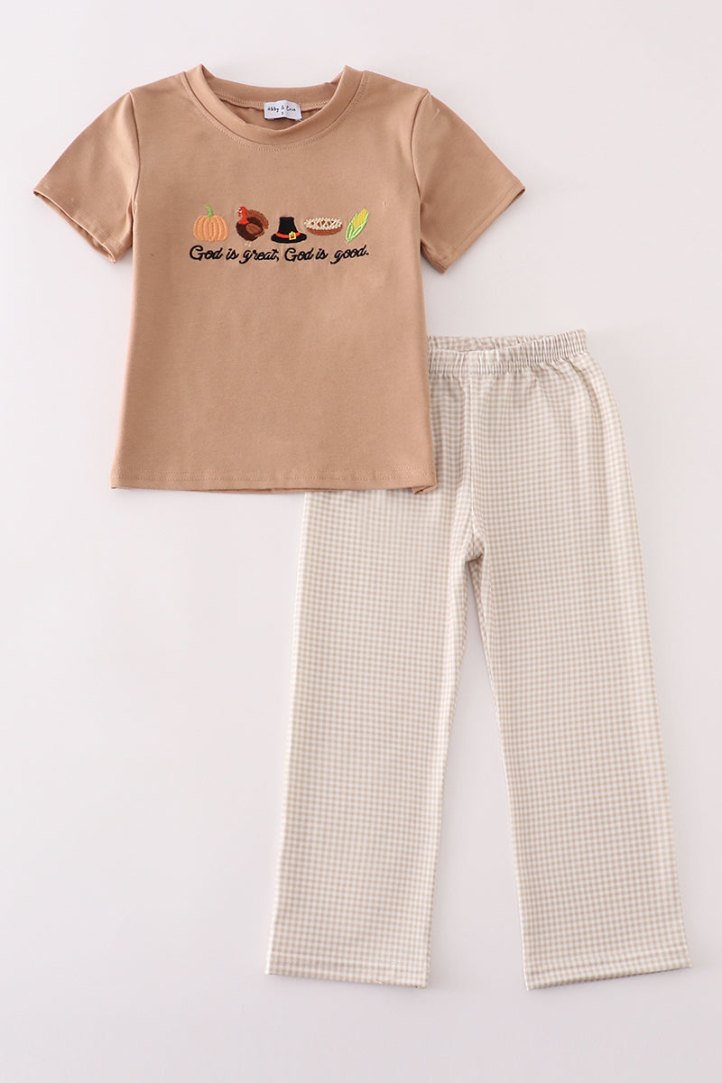 Boys Khaki Thanksgiving Pants Set