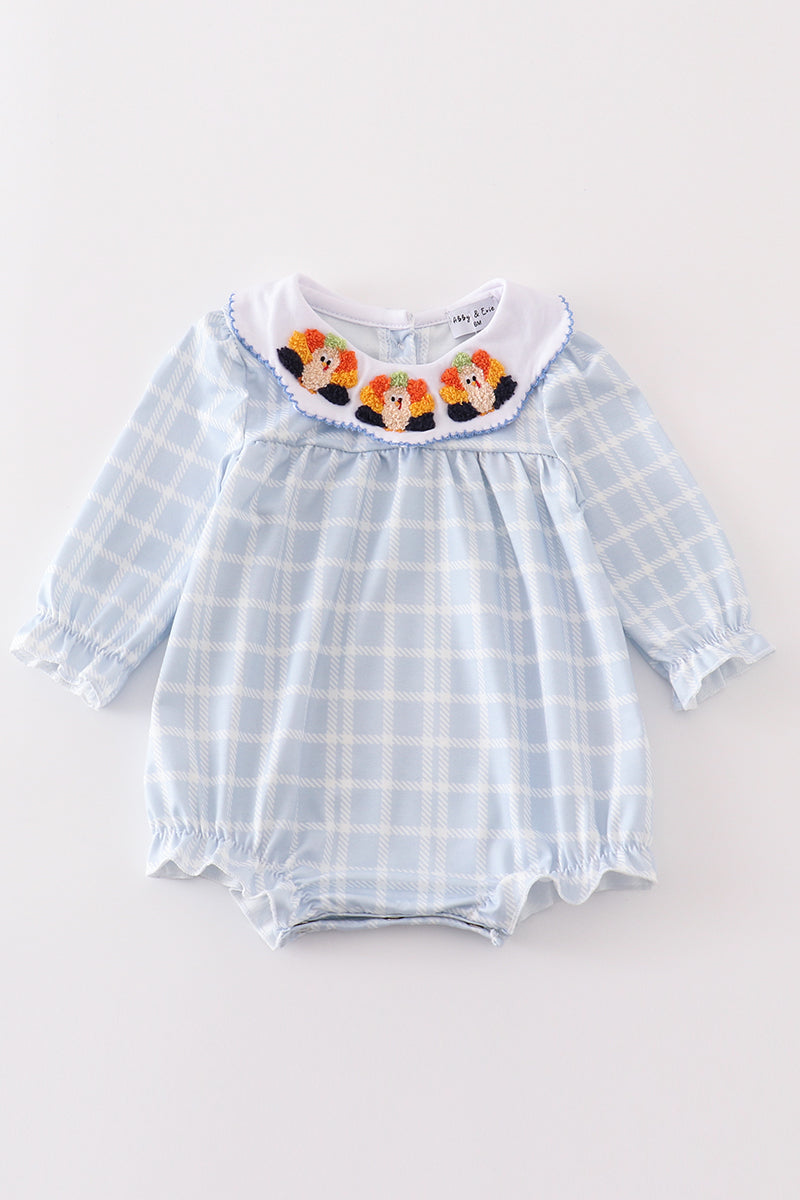 Girls Blue Turkey French Knot Bubble