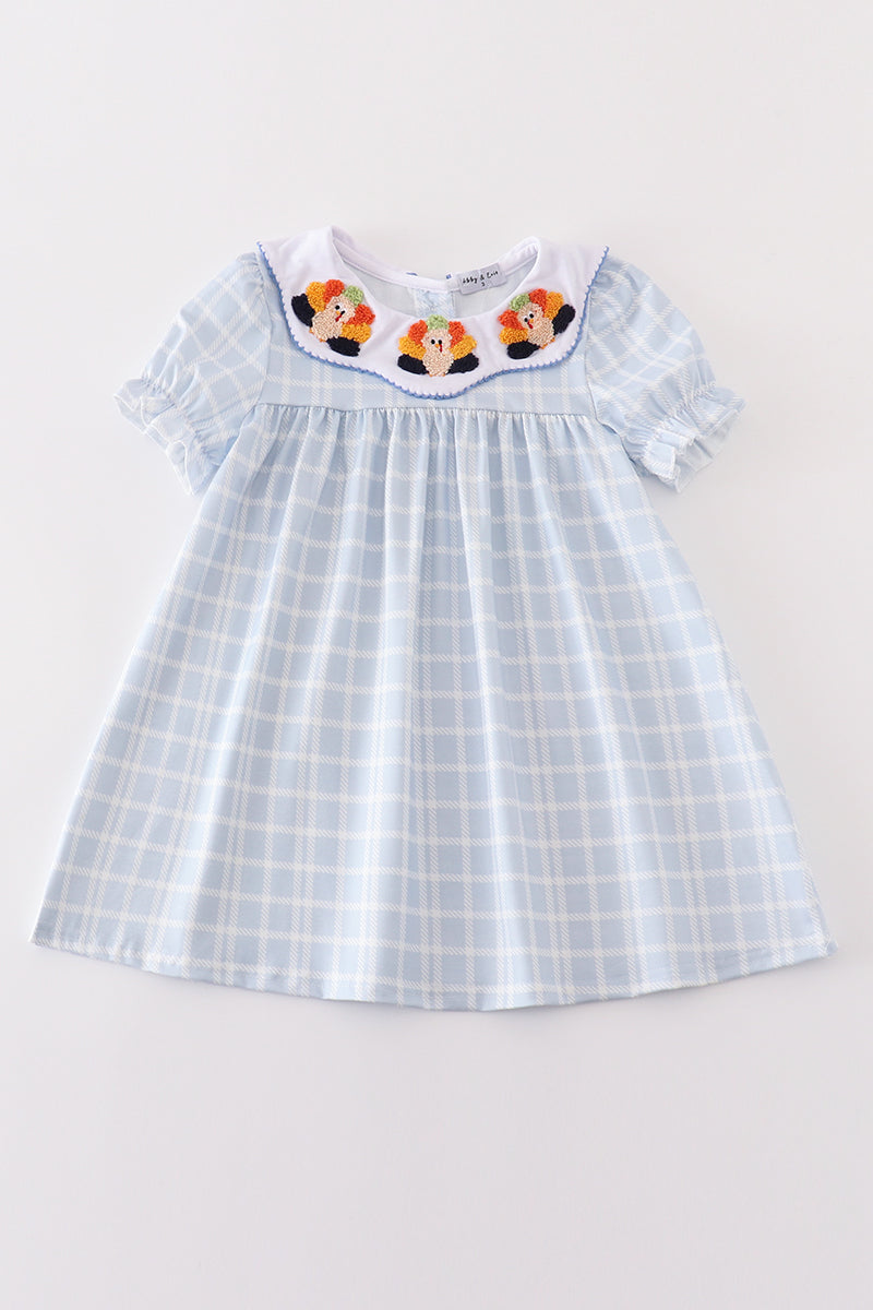 Girls Blue Turkey French Knot Dress