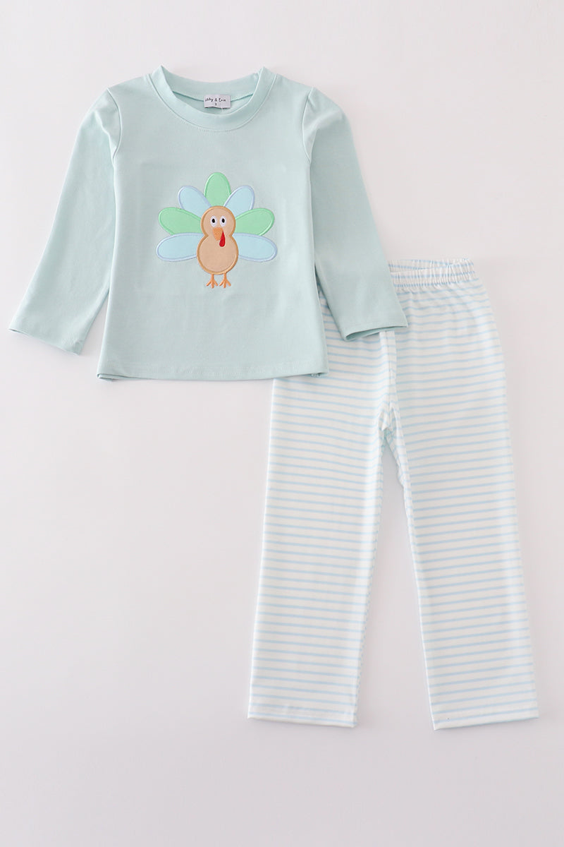 Boys Striped Thanksgiving Turkey Pants Set