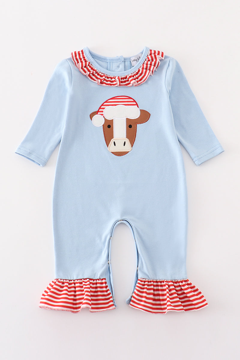 Girls Christmas Cow Romper