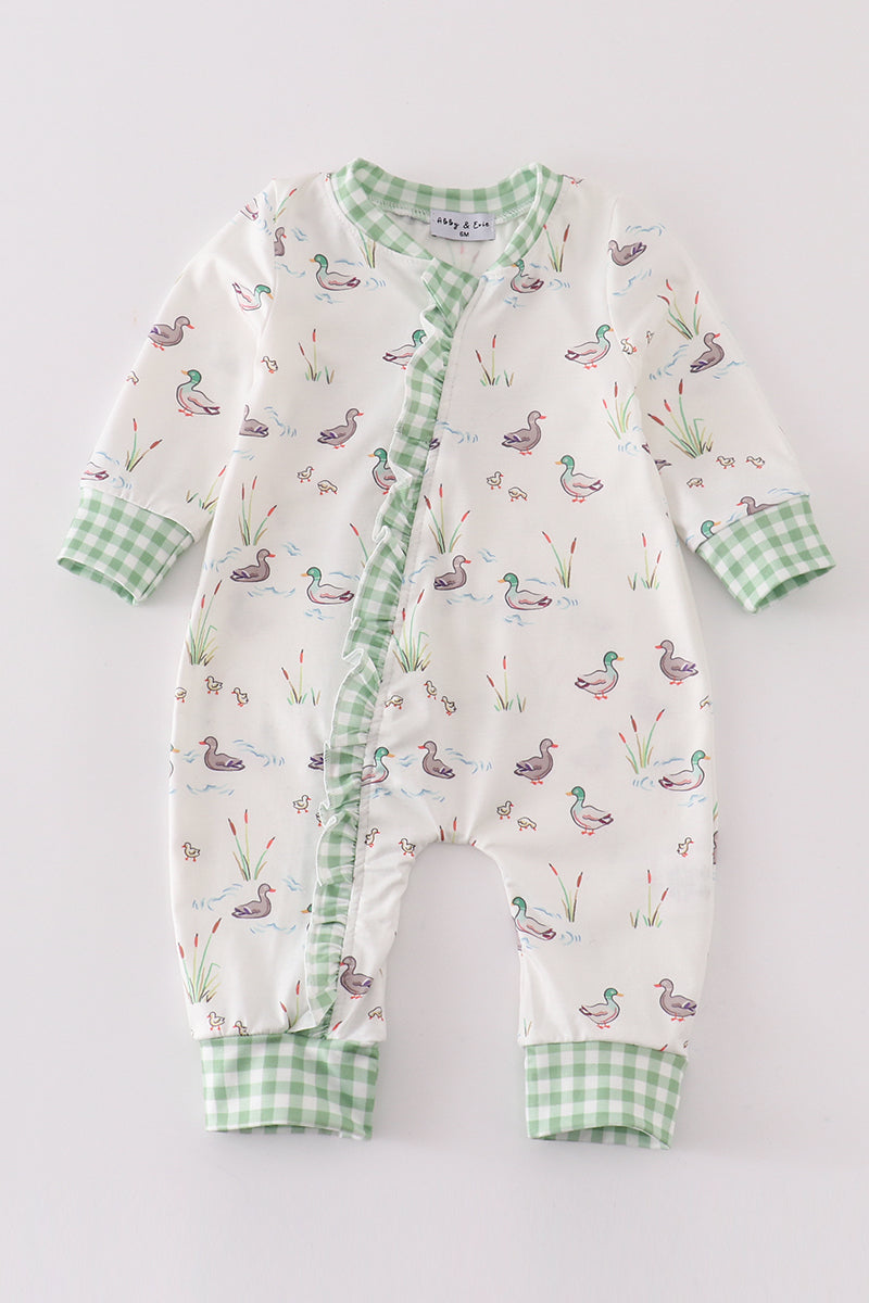 Girls Ruffle Duck Print Zippy