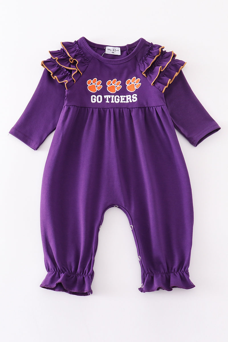 Embroidered Clemson Tigers Ruffle Romper