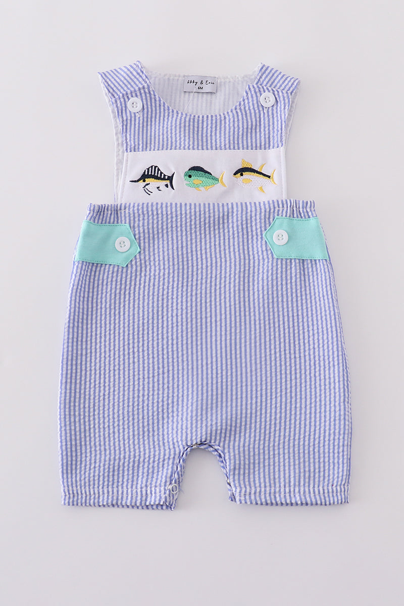 Boys Embroidered Seersucker Fish Jon Jon