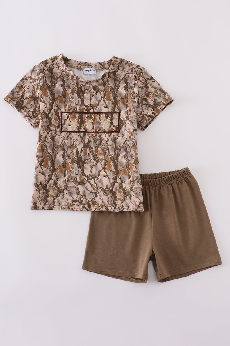 Boys Camo Deer Shorts Set
