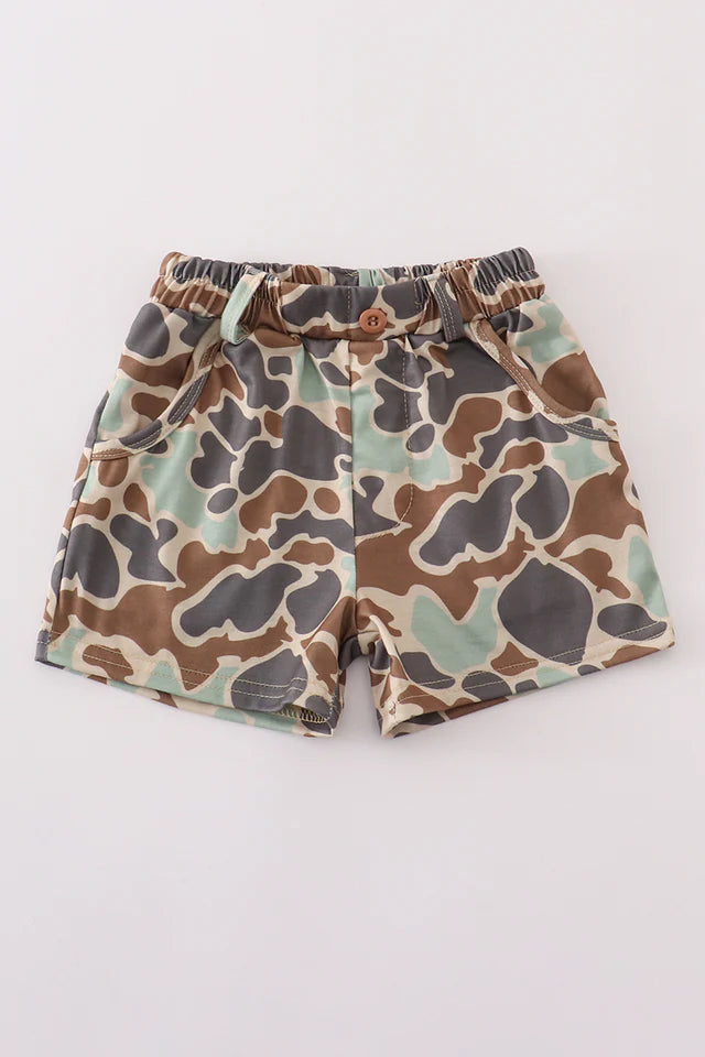 Kids Brown Camo Shorts