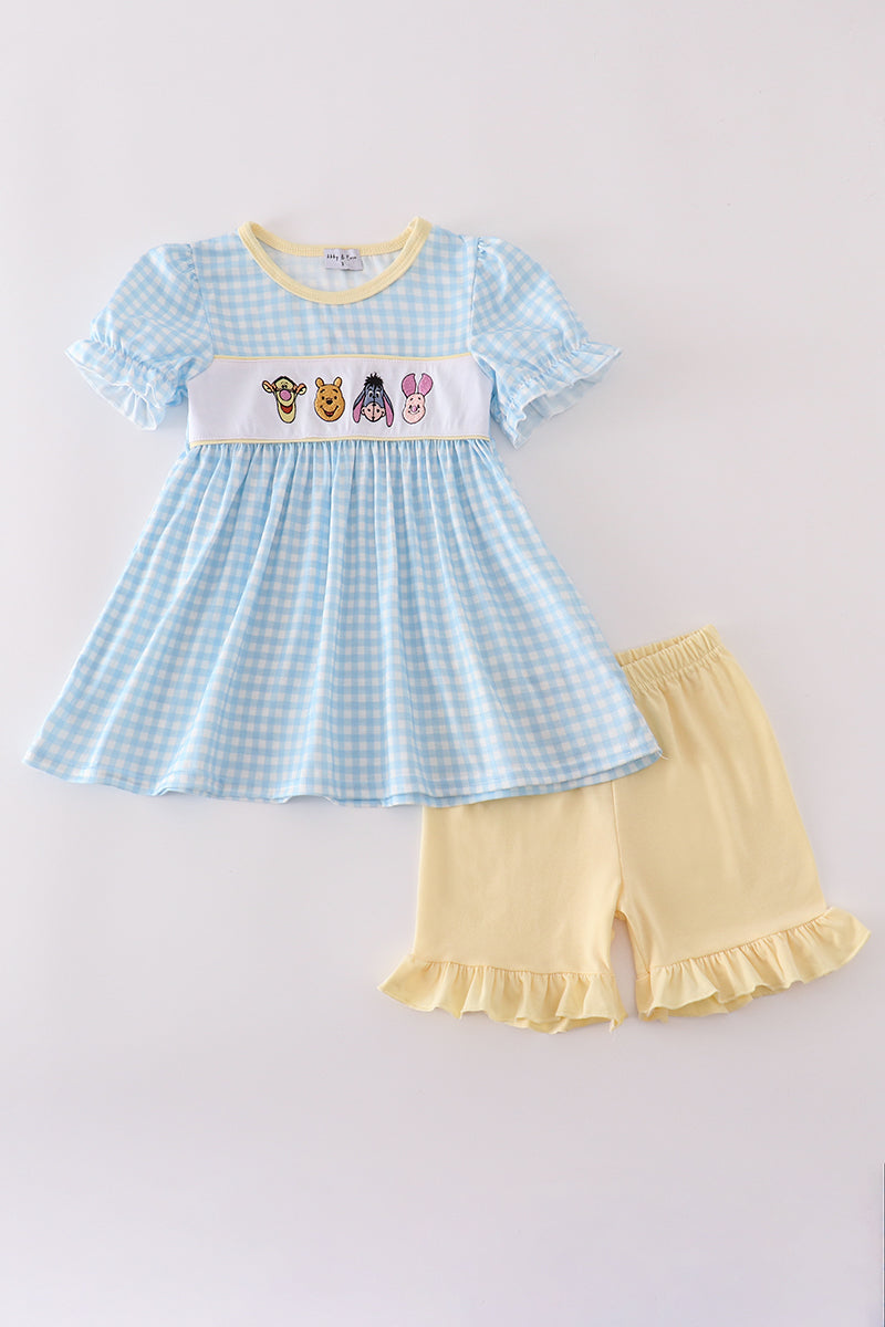 Girls Embroidered Winnie The Pooh Shorts Set