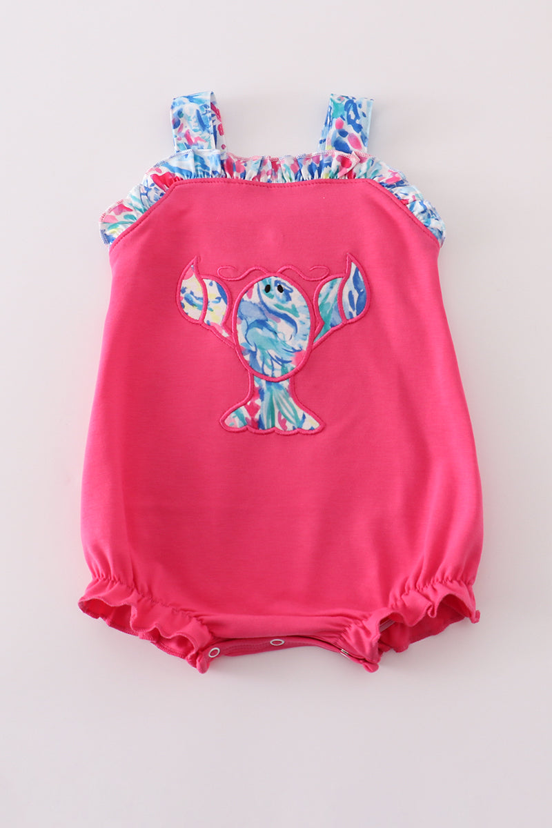 Girls Tropical Lobster Appliqué Bubble