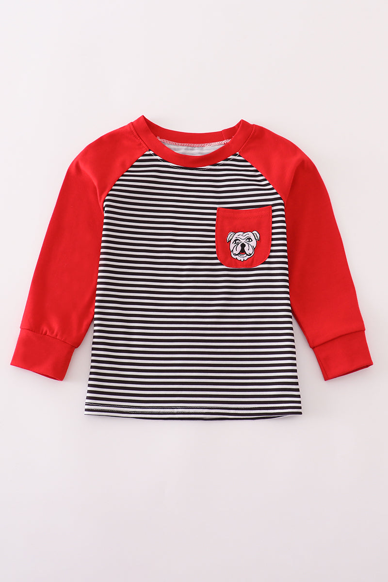 Boys Embroidered Georgia Bulldog Long Sleeve Top
