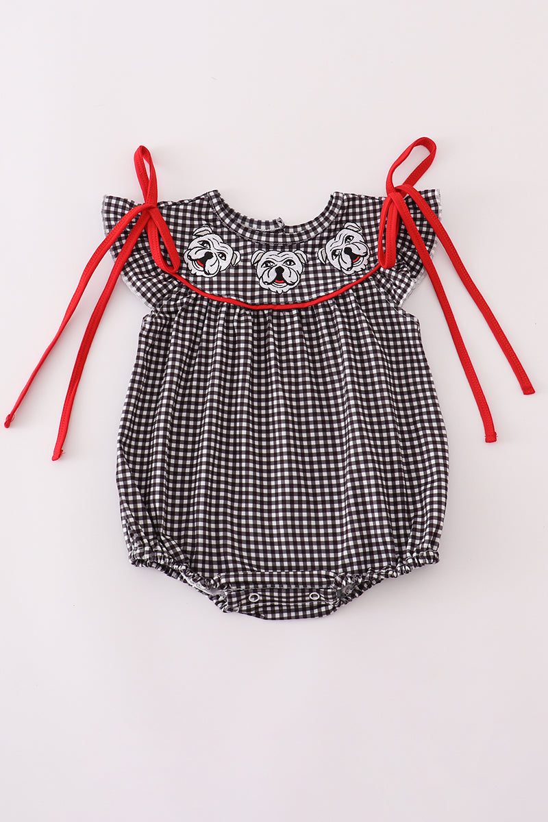 Girls Plaid Embroidered Georgia Bulldog Bubble