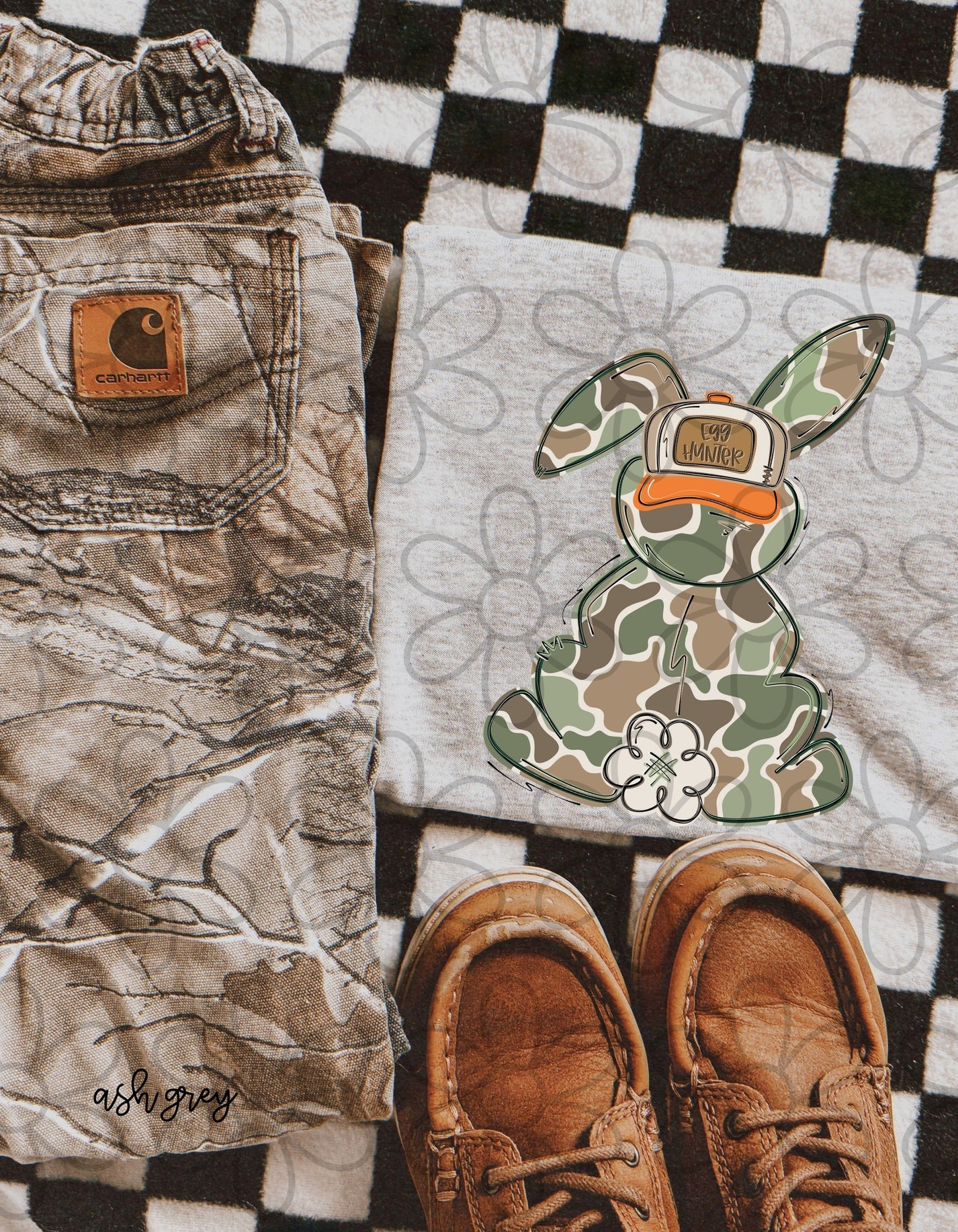 Boys Camo Easter Egg Hunter Bunny Tee