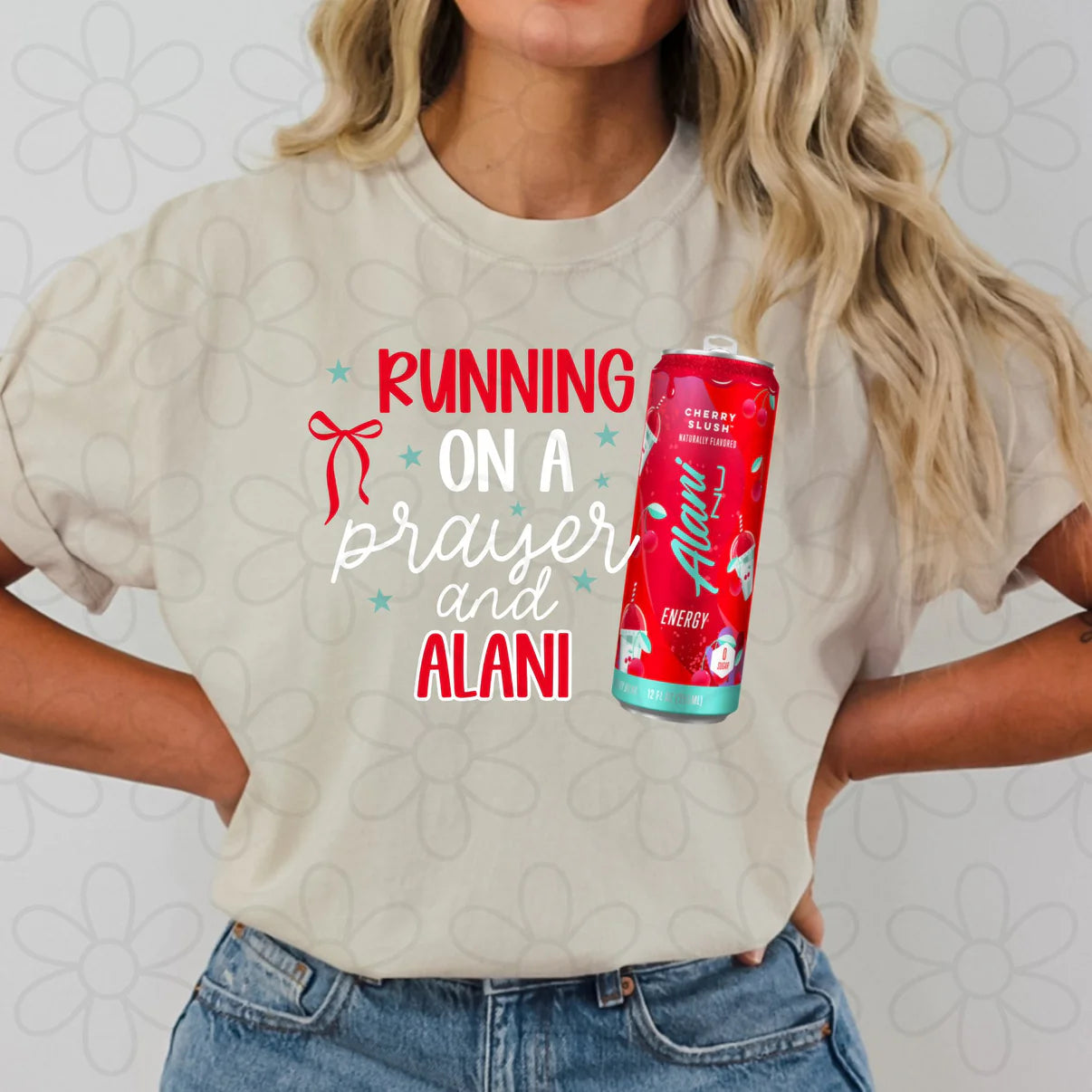 Running On A Prayer & Alani Energy Drink Graphic Tee-Cherry Slush
