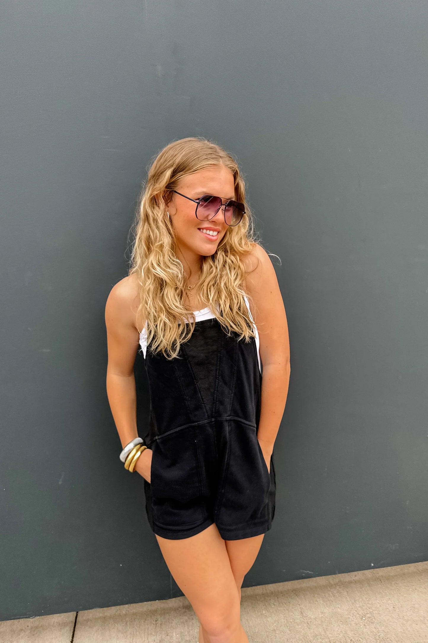 Beach Please Romper-Black