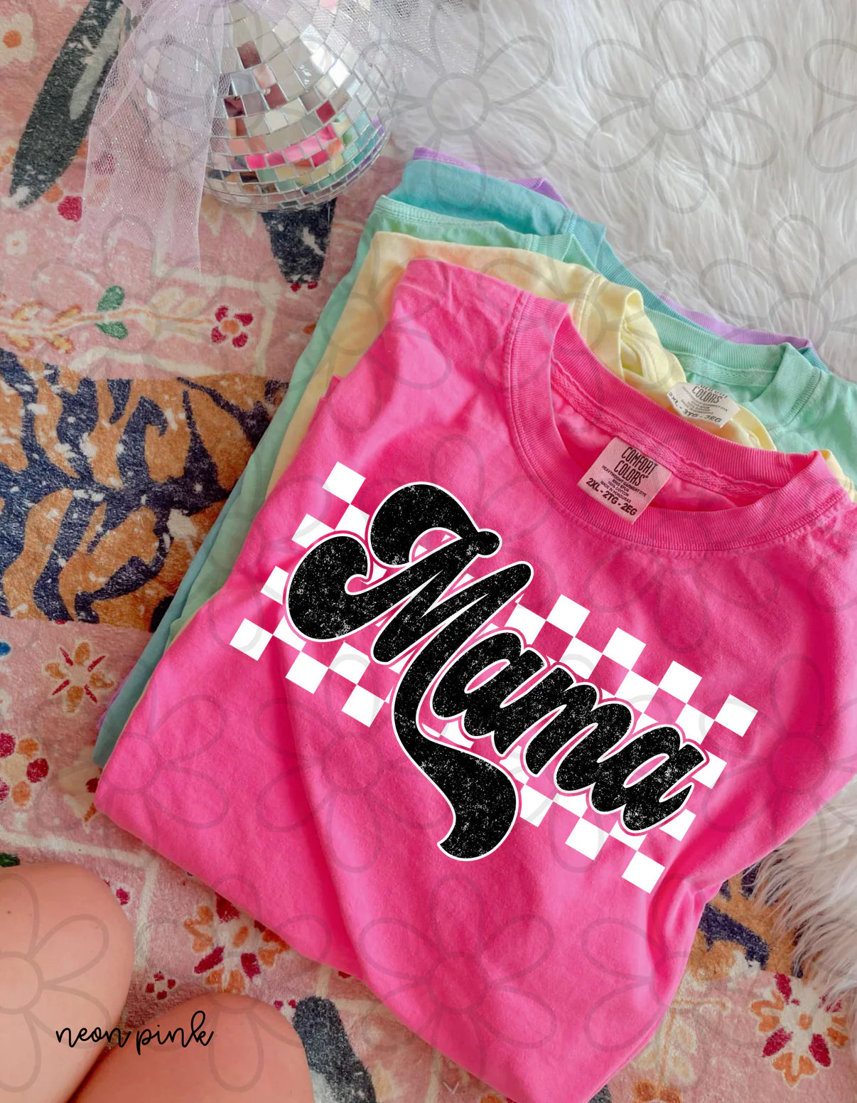 Distressed Checkered Mama Tee