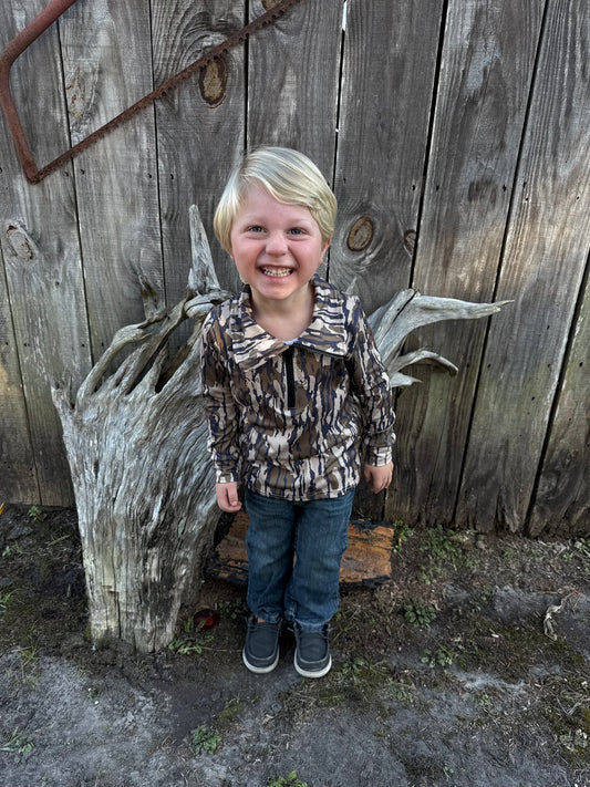 Kids Bottomland Camo Quarter Zip PRE-ORDER