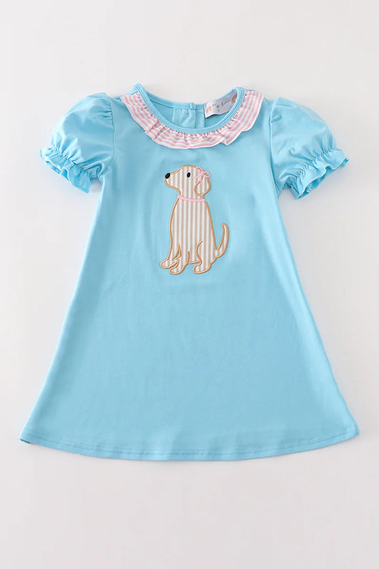 Girls Puppy Appliqué Dress