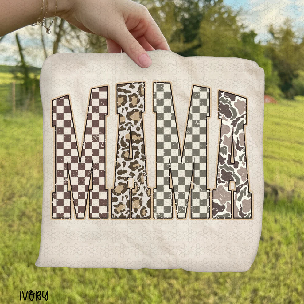 Checkered Leopard Camo Mama Tee