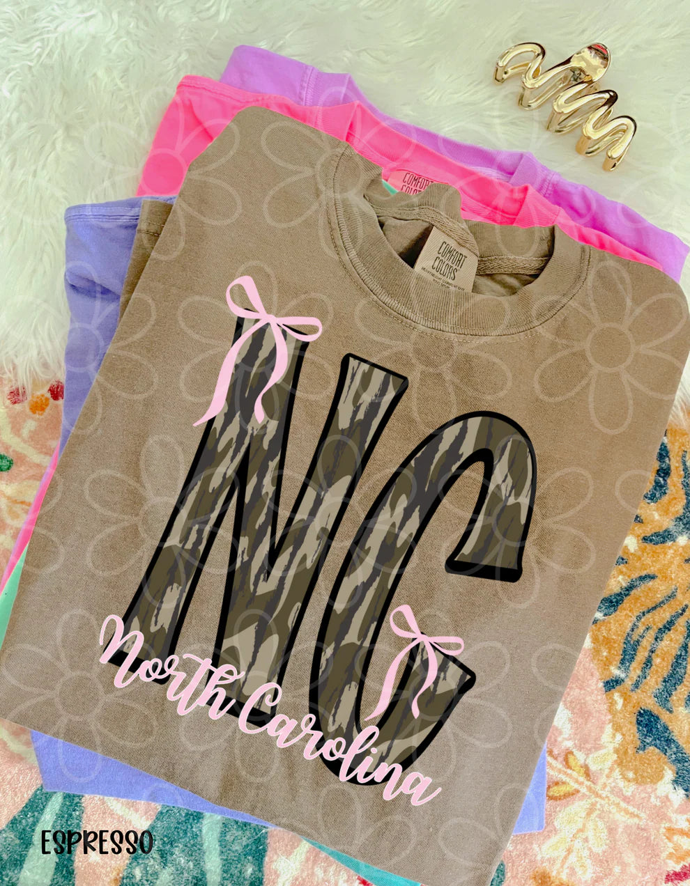 Camo States Pink Bows tee/crewneck