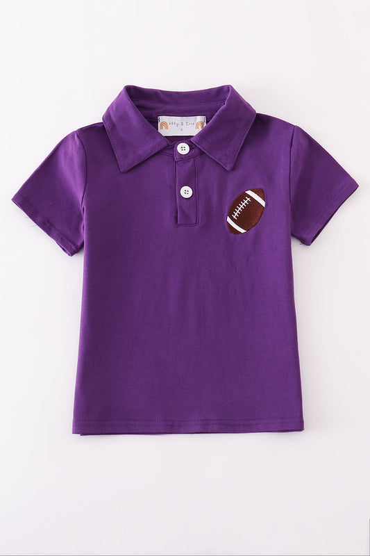 Boys Purple Embroidered Football Polo