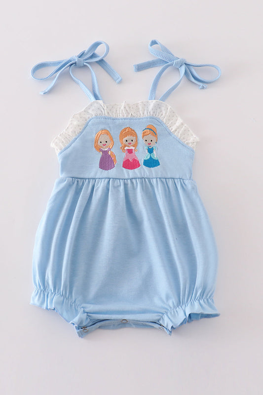 Girls Blue Embroidered Princess Bubble