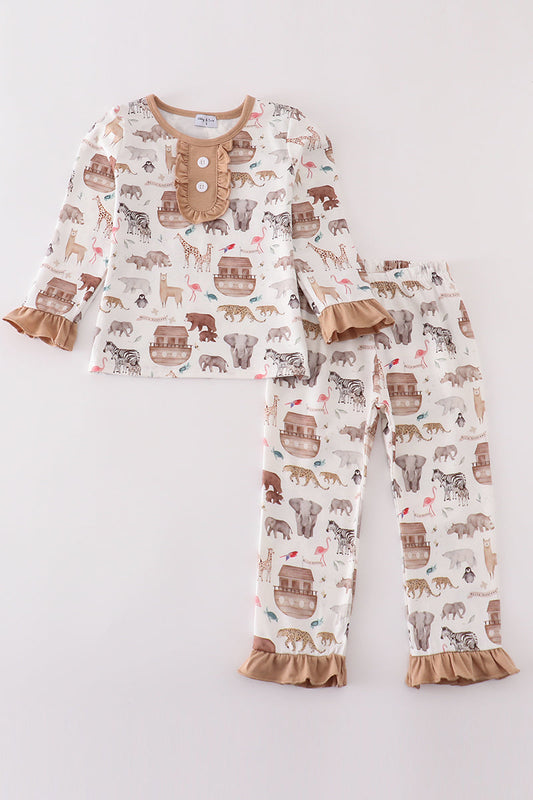 Girls Noah Ark Pj Set