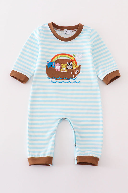 Boys Pink Noah's Ark Appliqué Romper