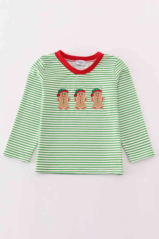 Boys Embroidered Gingerbread Top