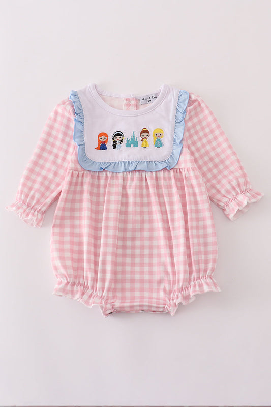 Girls Embroidered Princess Castle Long Sleeve Bubble