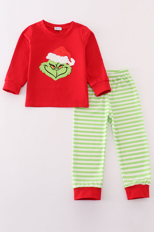 Boys Grinch Appliqué Pajama Set